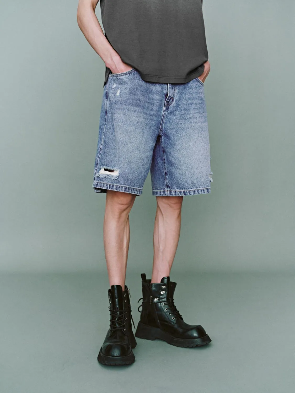 Denim Shorts sold by Urban Revivo product image thumbnail 3
