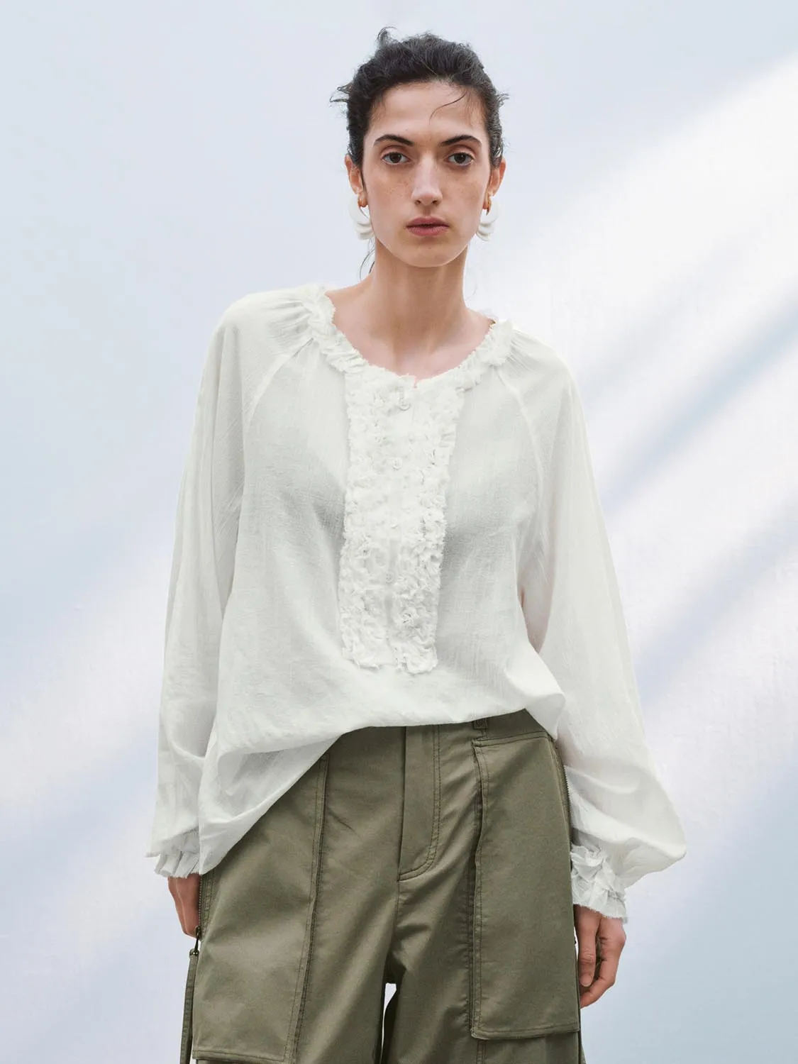Ruffle Hem Overhead Shirt sold by Urban Revivo