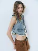 Denim Lace Up Front Jackets sold by Urban Revivo