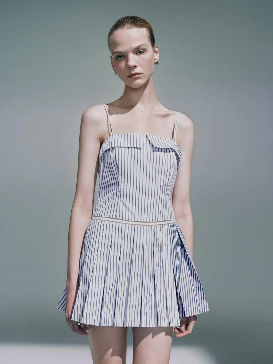 Cami Pleated Striped A-Line Dresses sold by Urban Revivo