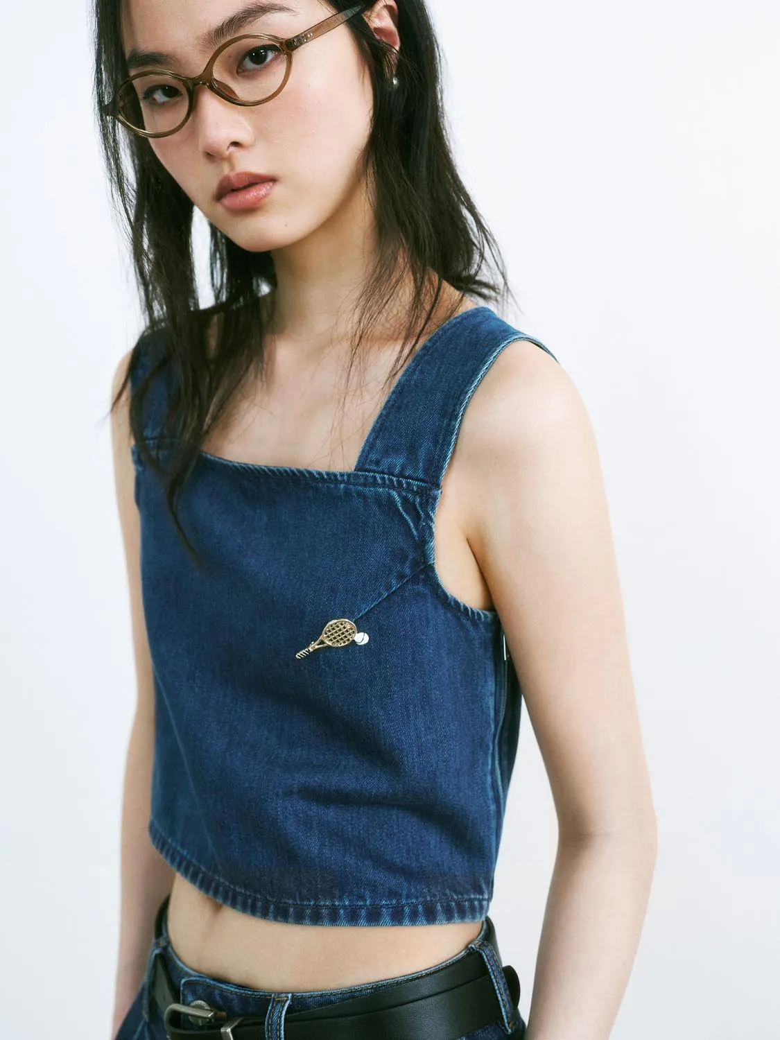 Wide Strap Denim Tank Tops sold by Urban Revivo product image thumbnail 2