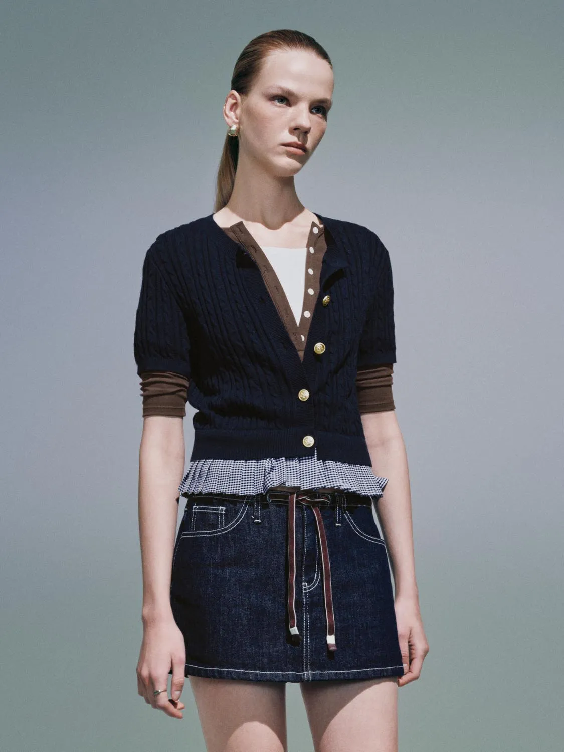 Plaid Hem Short Sleeve Cardigans sold by Urban Revivo