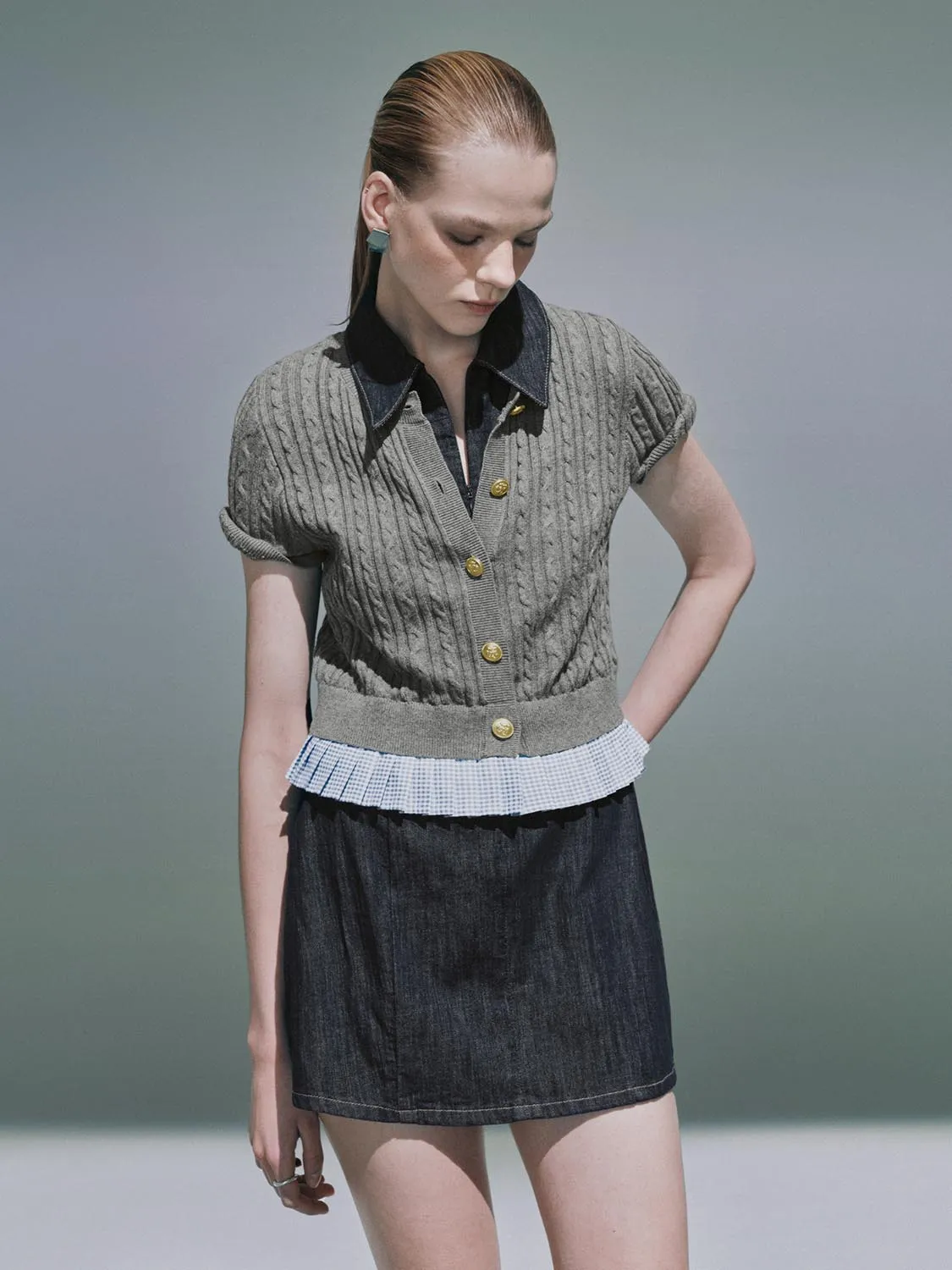 Plaid Hem Short Sleeve Cardigans sold by Urban Revivo