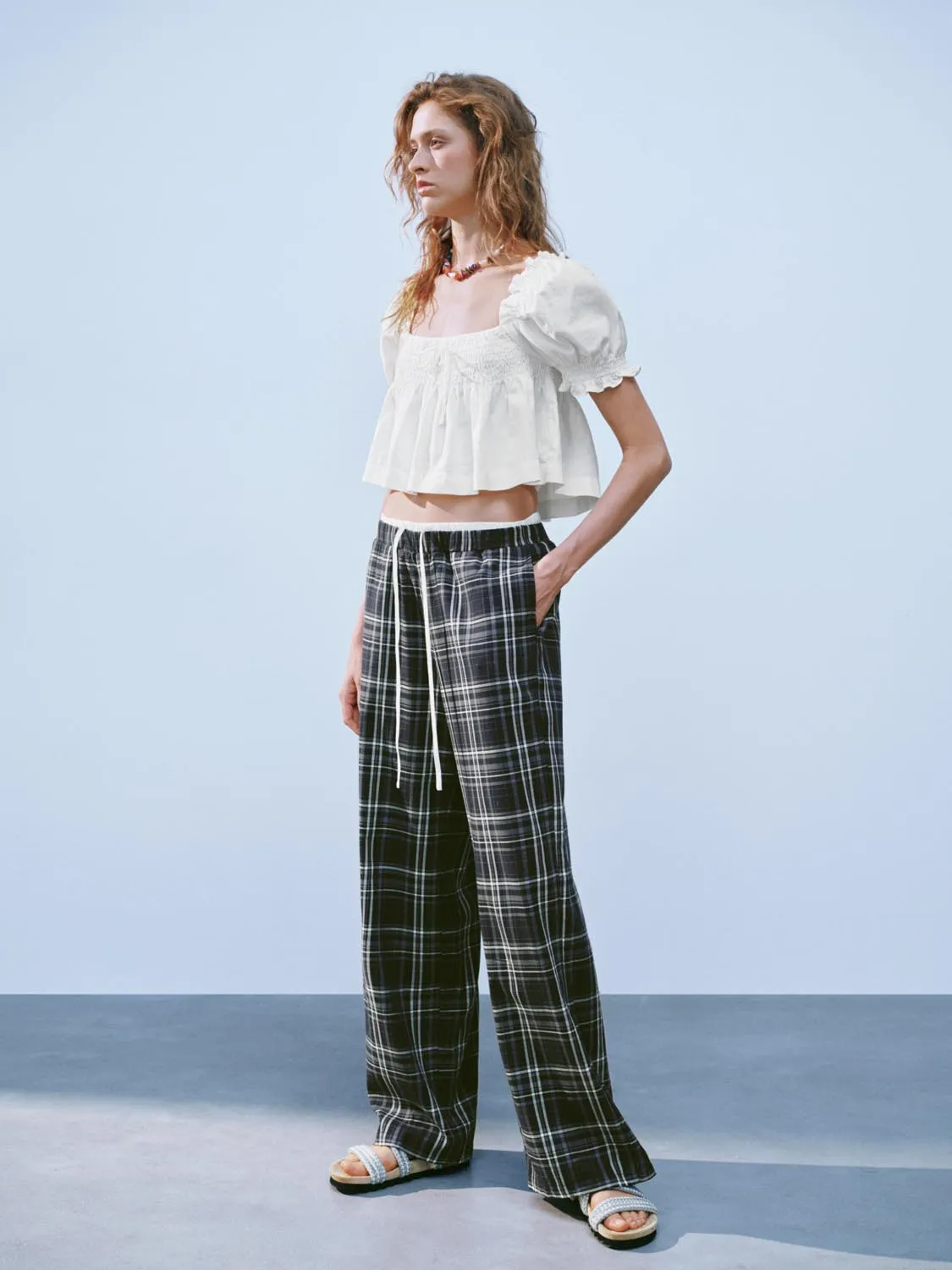 Plaid Straight Pants sold by Urban Revivo product image thumbnail 5
