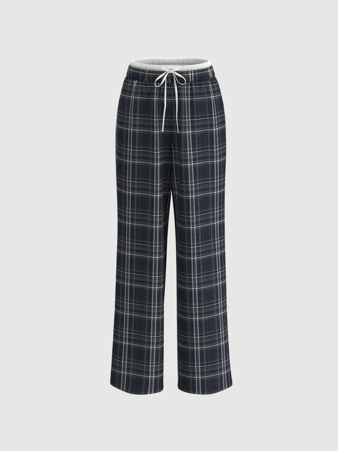 Plaid Straight Pants sold by Urban Revivo