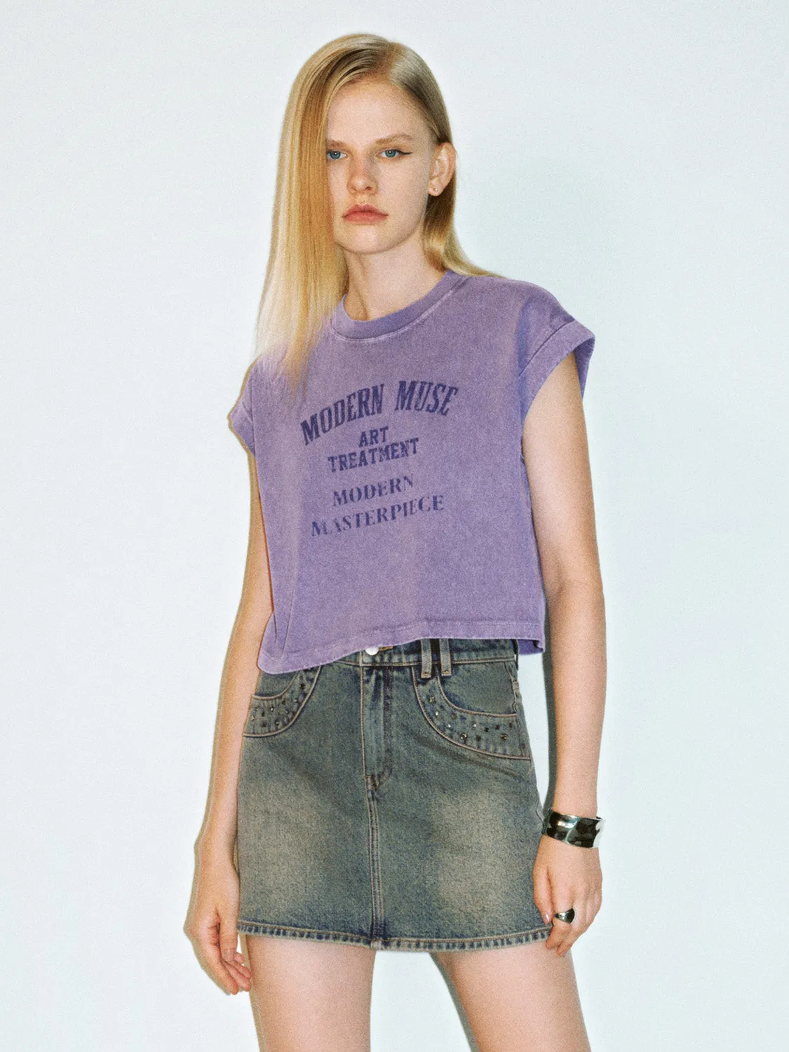 Printed Crew Neck Tank Top sold by Urban Revivo