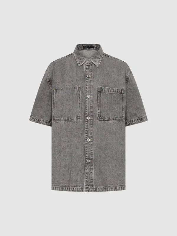 Denim Short Sleeve Shirts sold by Urban Revivo