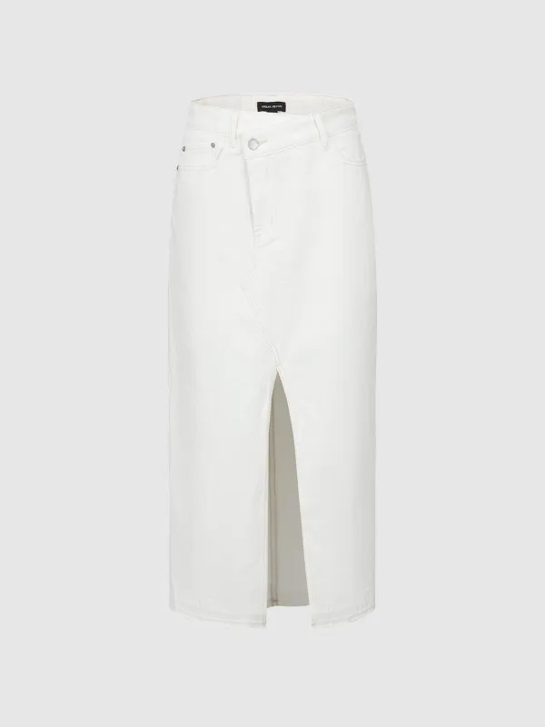 Denim Split Hem Skirts sold by Urban Revivo