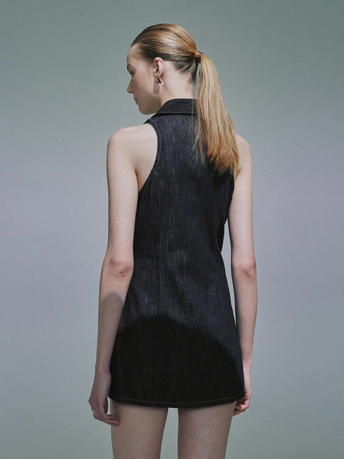 Sleeveless Shirt Collar Denim Dresses sold by Urban Revivo product image thumbnail 2