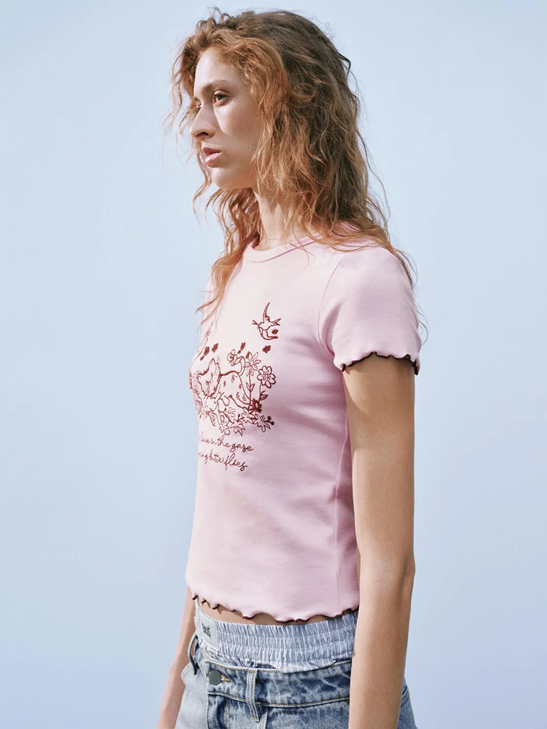 Printed Ruffle Hem T-Shirts sold by Urban Revivo product image thumbnail 5