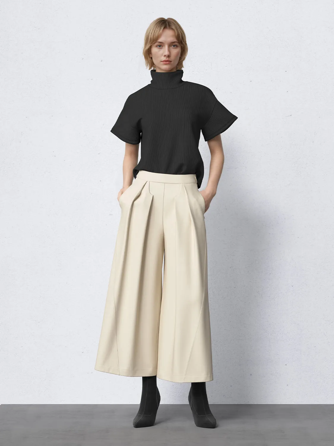 High Rise Tailored Wide-Leg Pants sold by Urban Revivo product image thumbnail 5