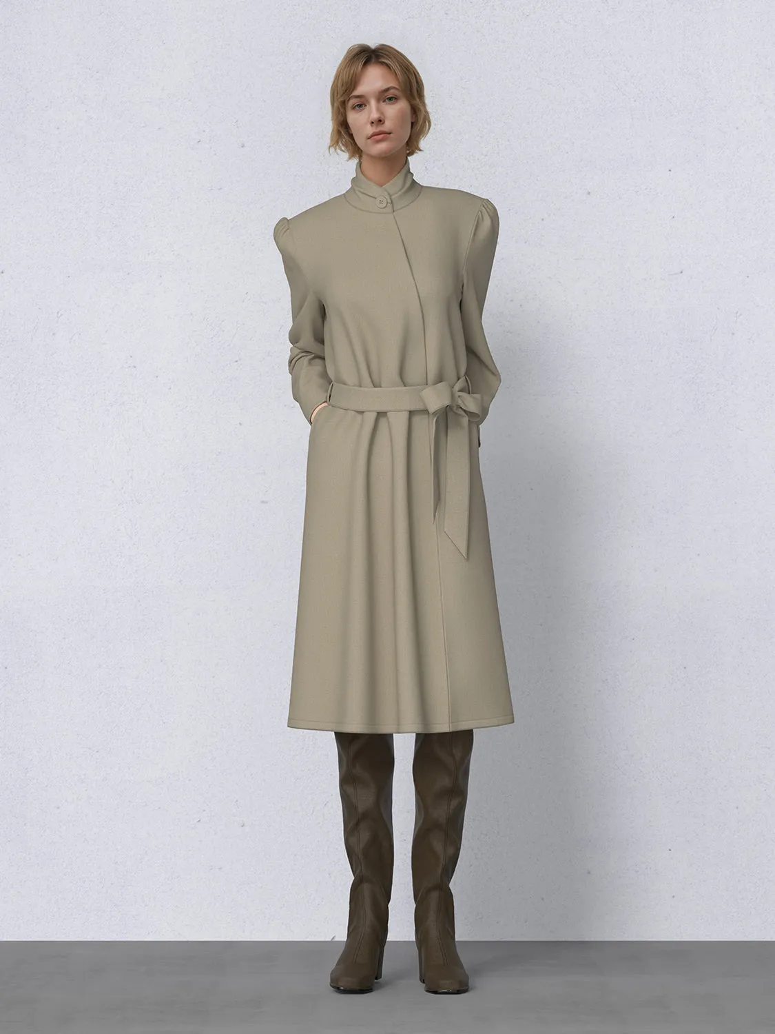 Stand Collar Belted Trench Coats sold by Urban Revivo product image thumbnail 2