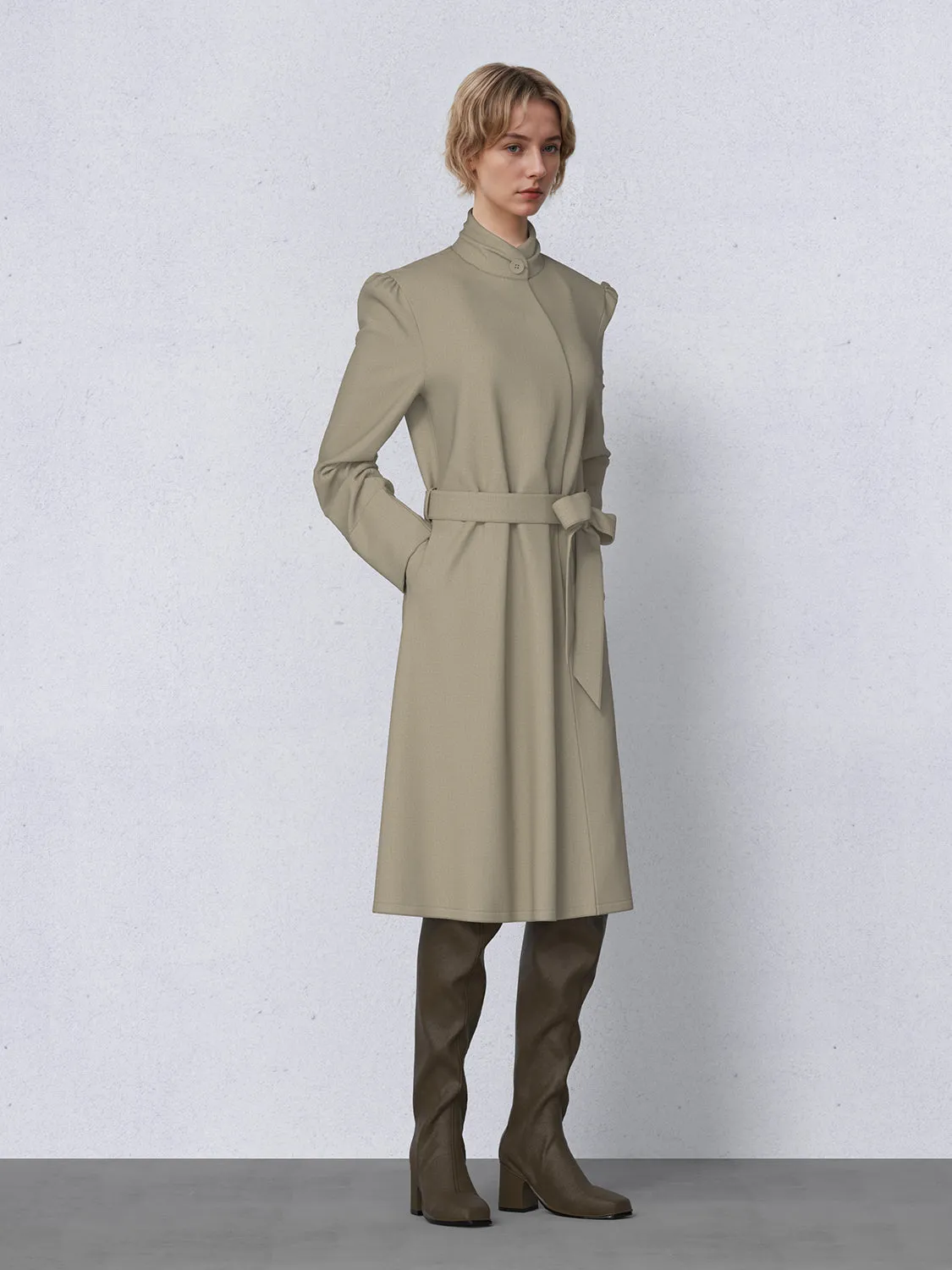 Stand Collar Belted Trench Coats sold by Urban Revivo product image thumbnail 3