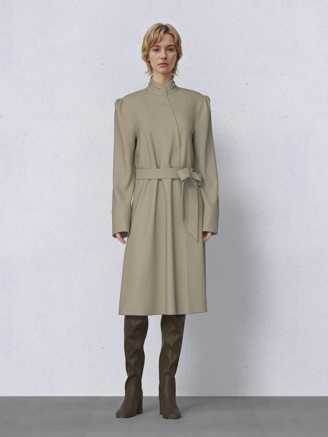 Stand Collar Belted Trench Coats sold by Urban Revivo