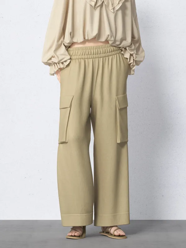 Elastic Flap Pocket Wide-Leg Pants sold by Urban Revivo
