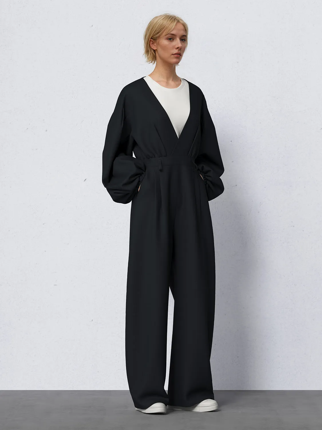 V-Neck Loose Jumpsuits sold by Urban Revivo product image thumbnail 2