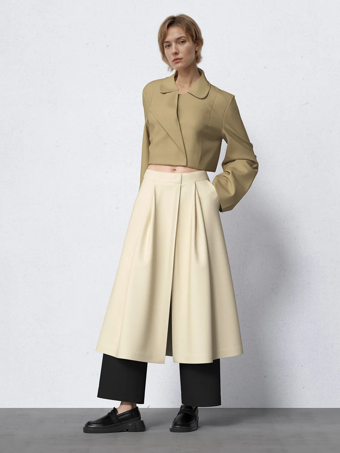 2 In 1 High Rise Tailored Wide-Leg Pants sold by Urban Revivo product image thumbnail 3