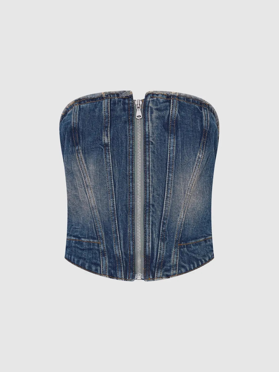 Denim Bandeau Tops sold by Urban Revivo