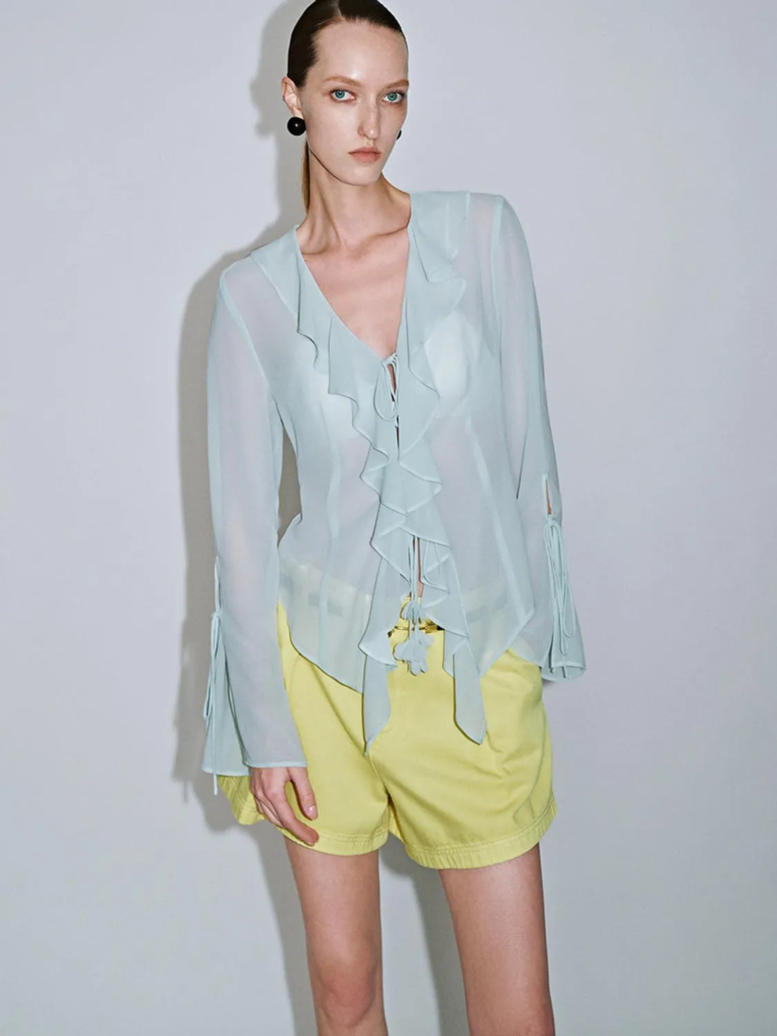 Sheer Ruffle Hem Blouses sold by Urban Revivo product image thumbnail 5