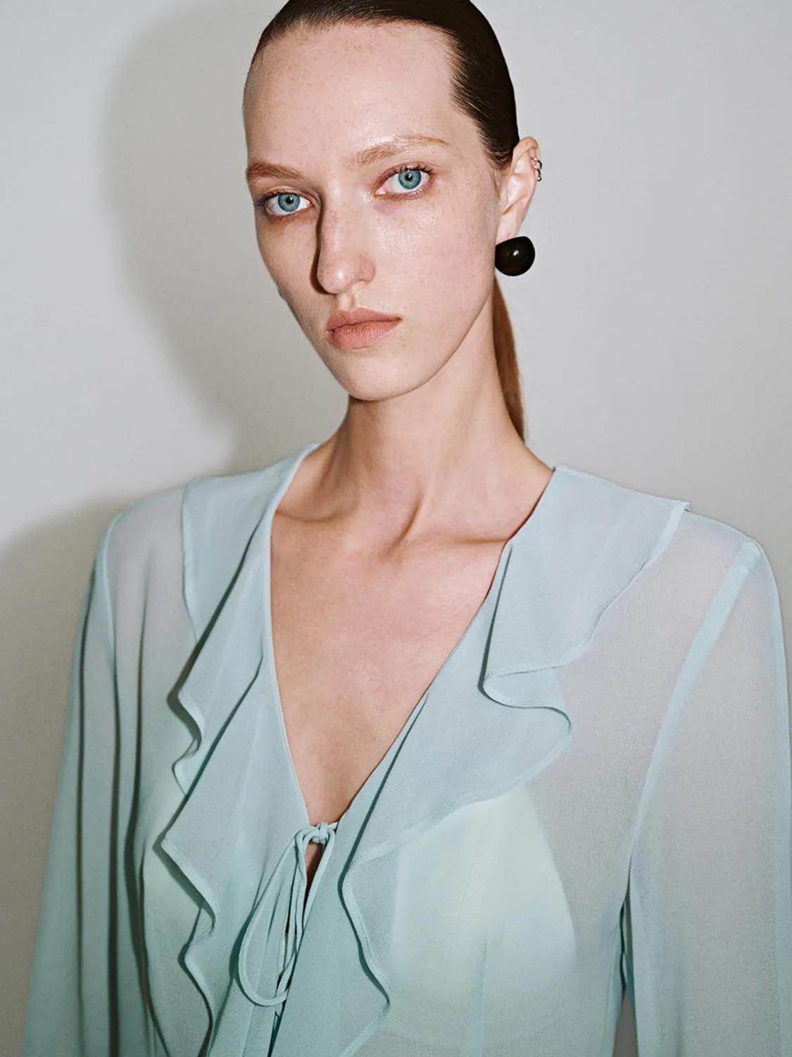 Sheer Ruffle Hem Blouses sold by Urban Revivo product image thumbnail 3