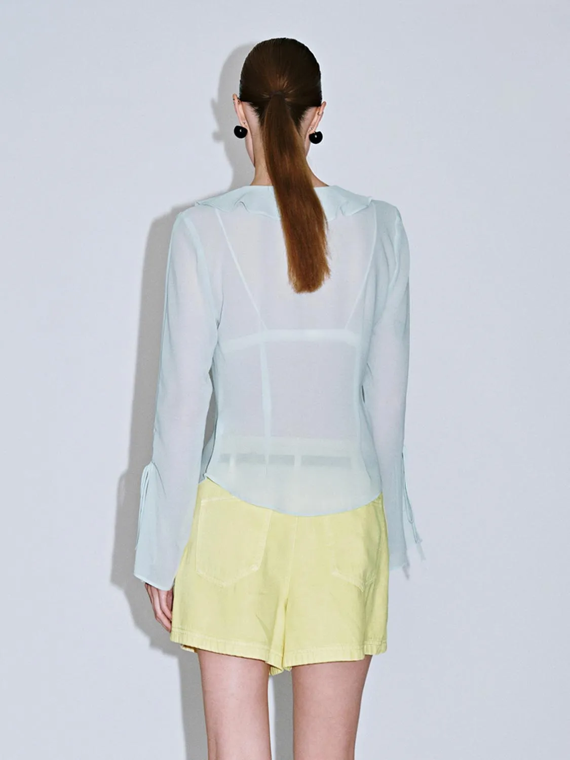 Sheer Ruffle Hem Blouses sold by Urban Revivo product image thumbnail 2