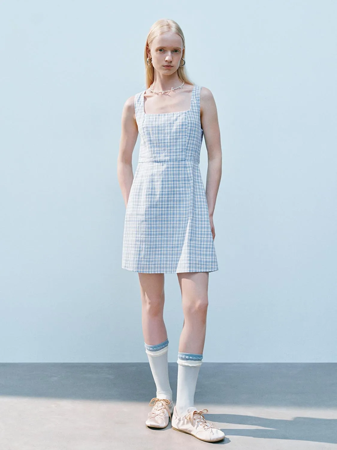 Wide Strap Plaid Dresses sold by Urban Revivo product image thumbnail 4
