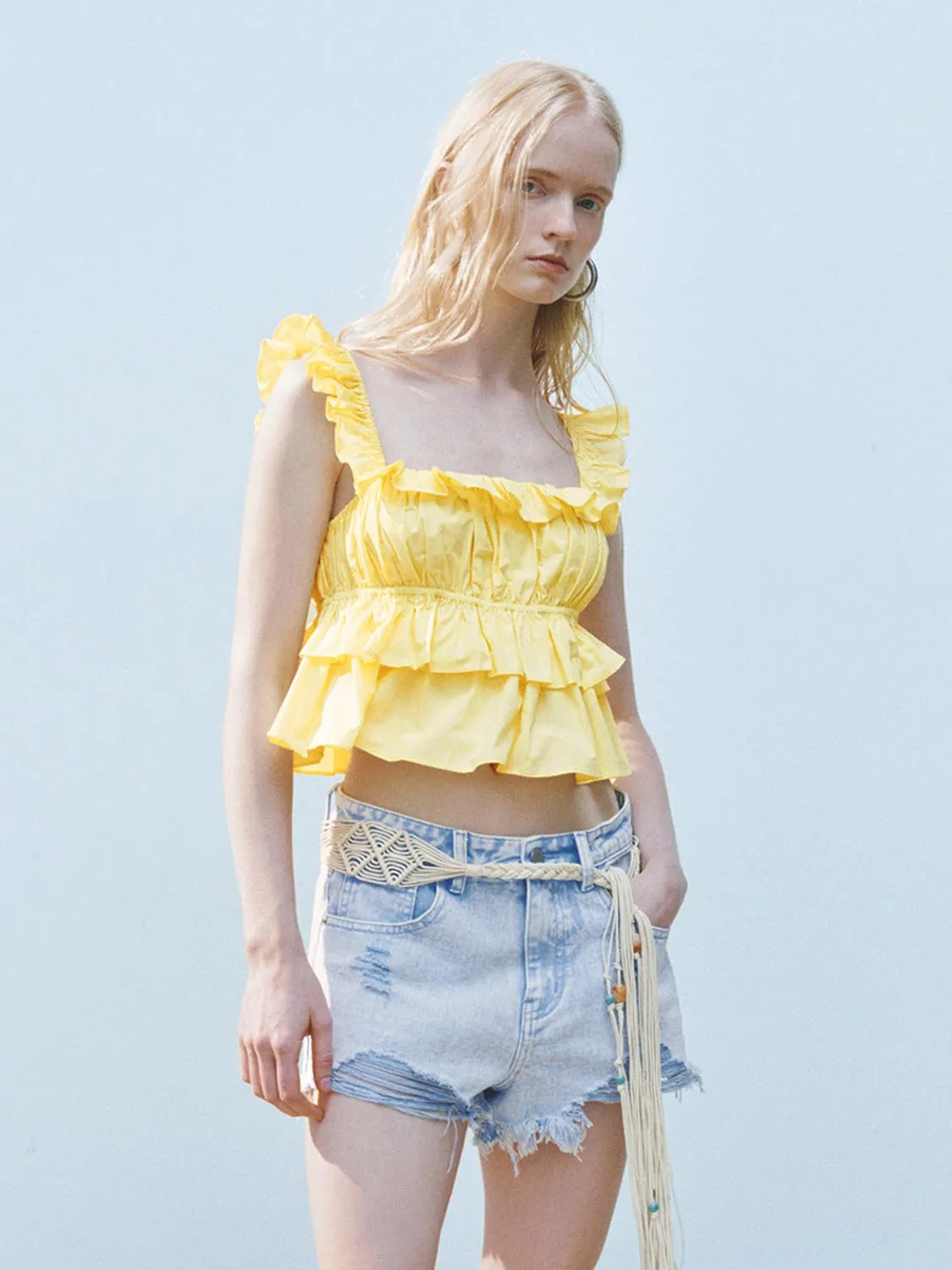 Wide Strap Ruffle Cami Tops sold by Urban Revivo product image thumbnail 5