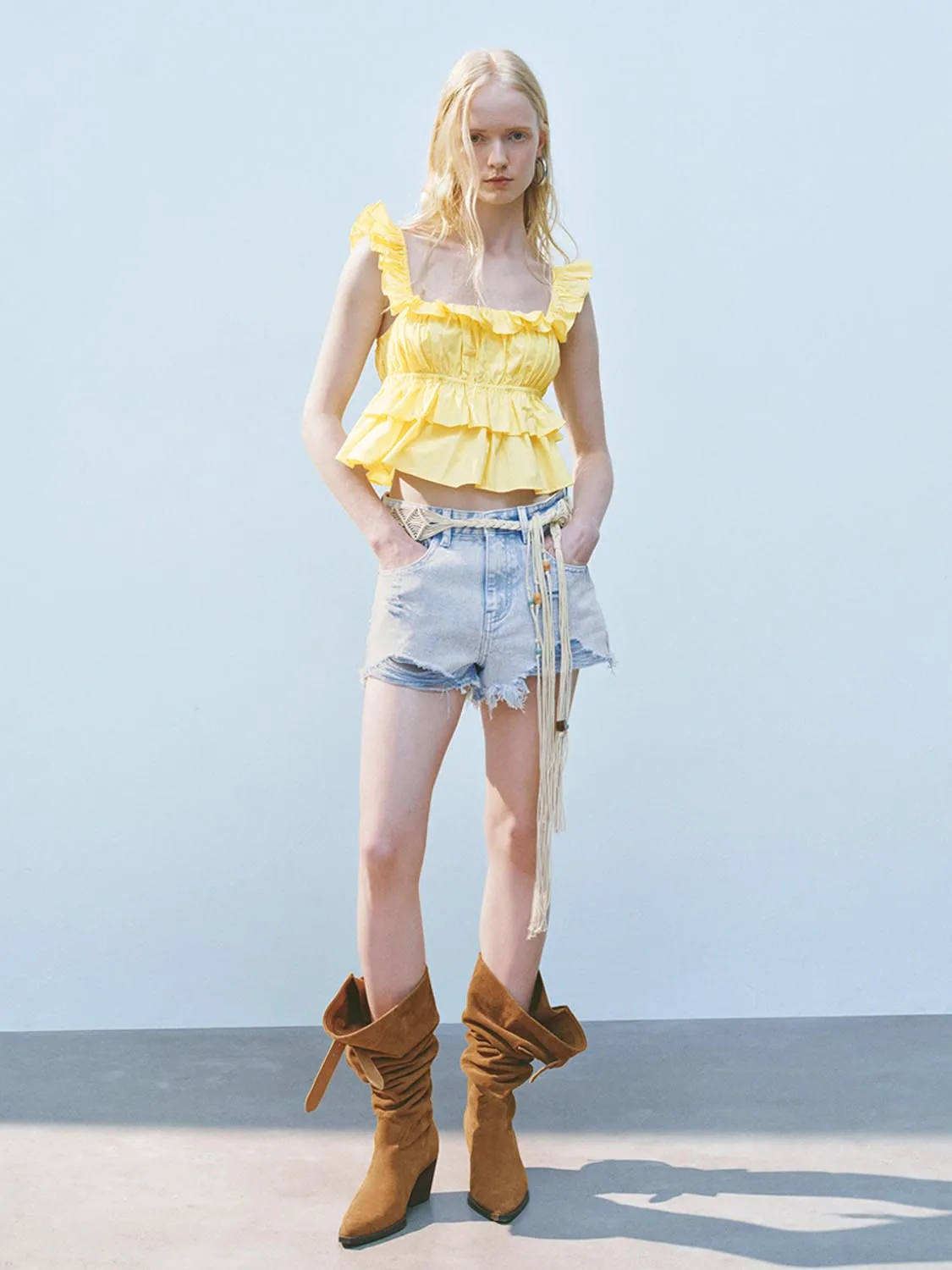 Wide Strap Ruffle Cami Tops sold by Urban Revivo product image thumbnail 4
