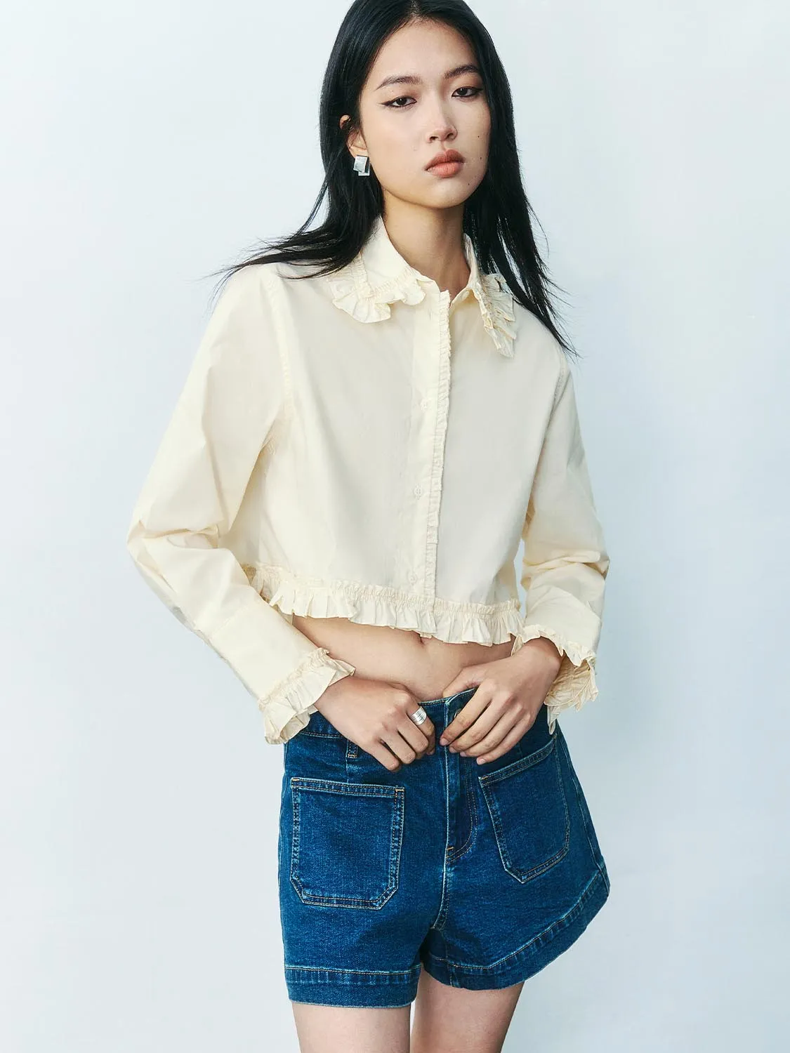 Cropped Long Sleeve Shirts sold by Urban Revivo