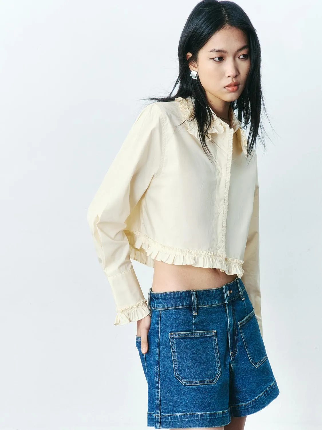 Cropped Long Sleeve Shirts sold by Urban Revivo product image thumbnail 2