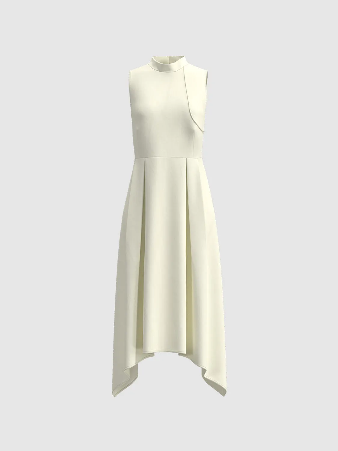 Mock Neck Sleeveless Pleated Irregular Hem Dresses sold by Urban Revivo product image thumbnail 5