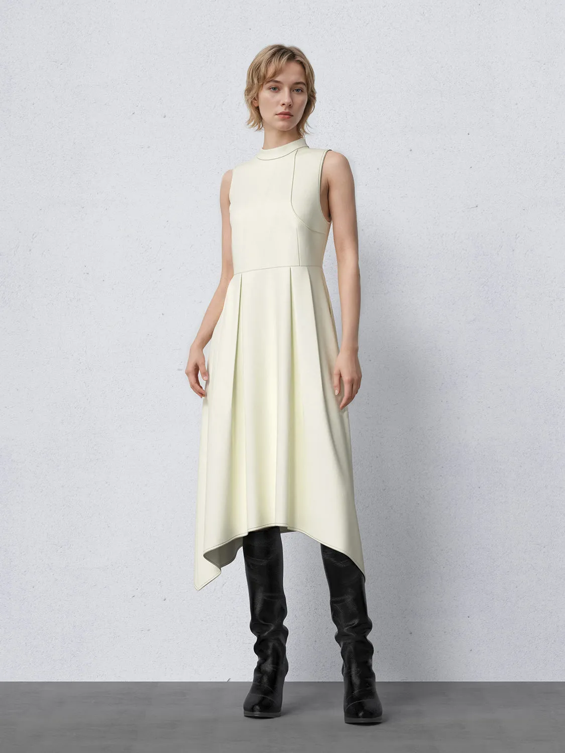 Mock Neck Sleeveless Pleated Irregular Hem Dresses sold by Urban Revivo product image thumbnail 2