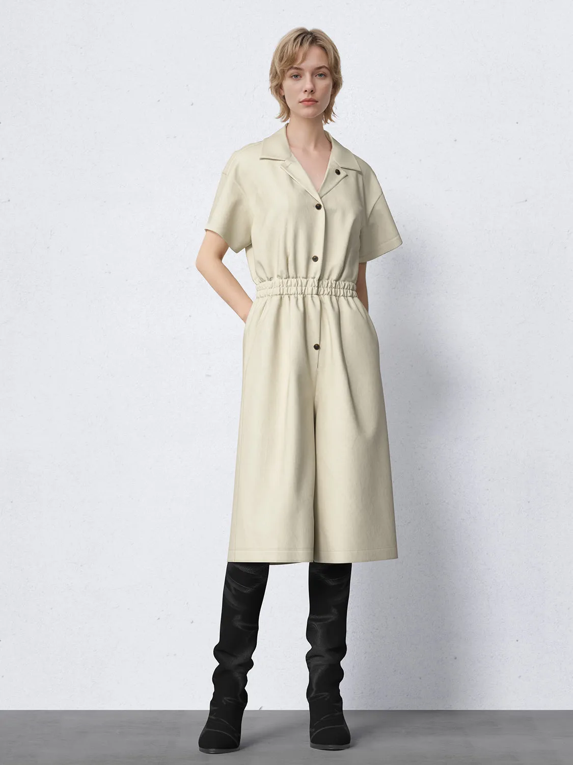 Notched Collar Tapered Waist Jumpsuits sold by Urban Revivo product image thumbnail 3