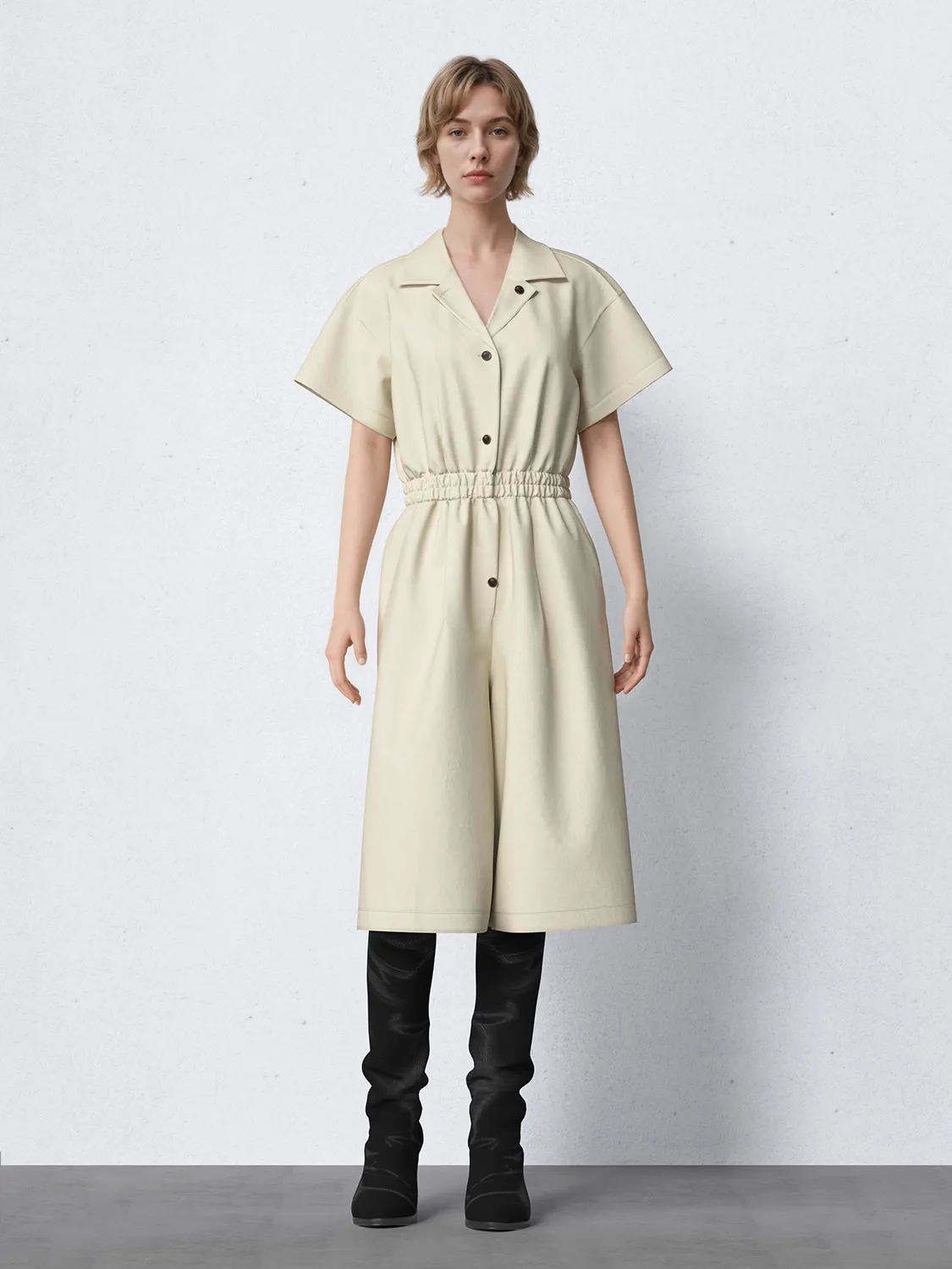 Notched Collar Tapered Waist Jumpsuits sold by Urban Revivo