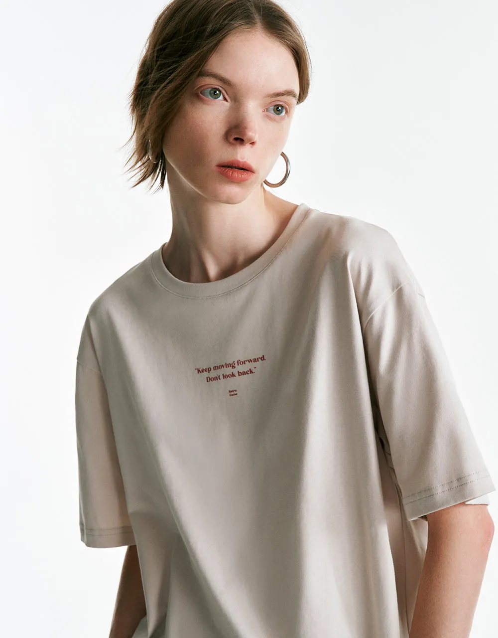 Letter Printed Crew Neck Straight T-Shirt sold by Urban Revivo product image thumbnail 4