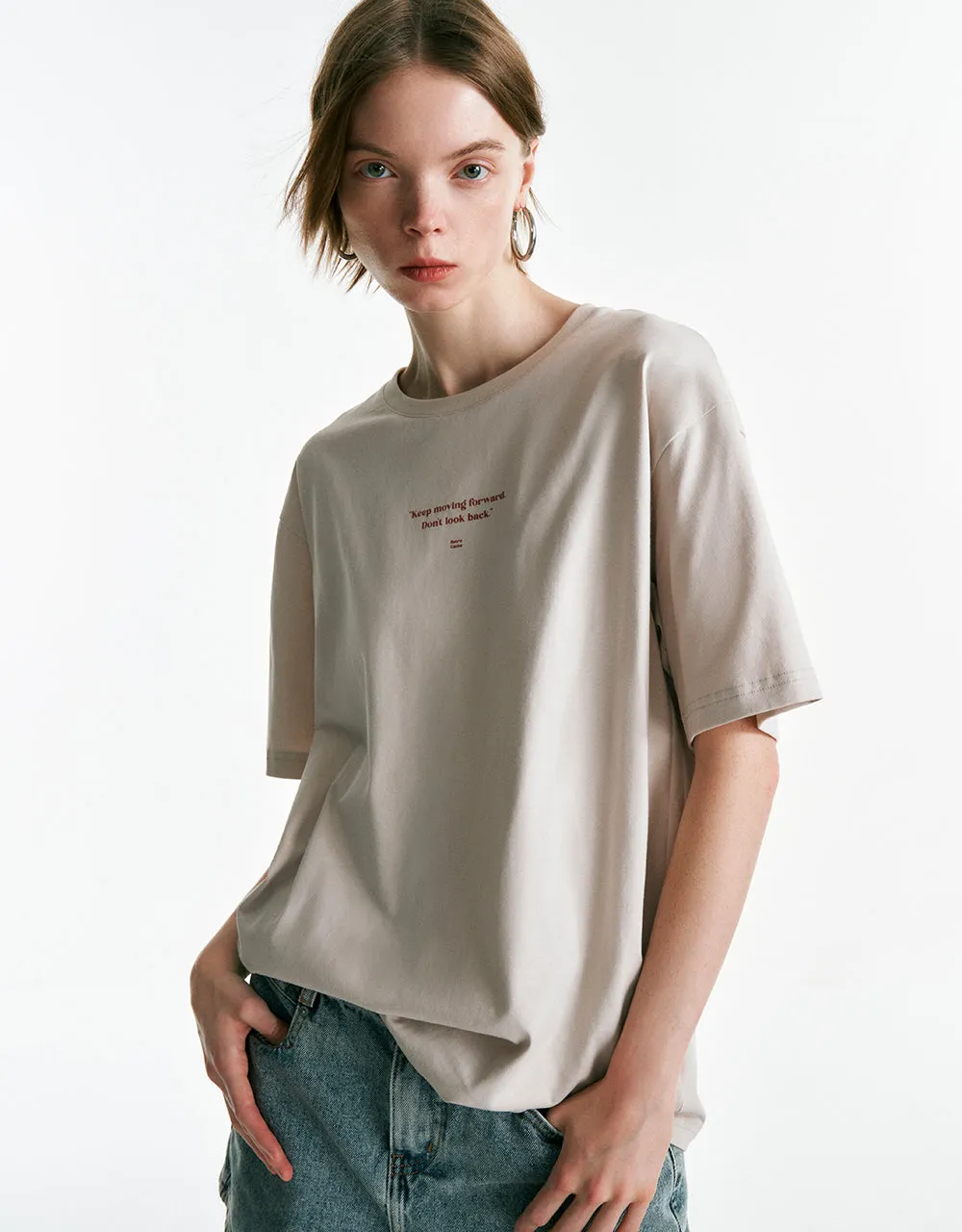 Letter Printed Crew Neck Straight T-Shirt sold by Urban Revivo product image thumbnail 3