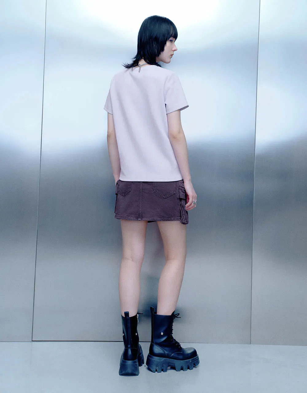 Letter Printed Crew Neck Skinny T-Shirt sold by Urban Revivo product image thumbnail 5