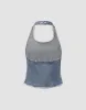 Raw Hem Halter Neck Denim Vest sold by Urban Revivo