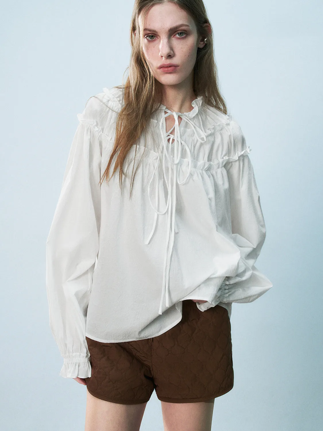 Lace Up Front Overhead Shirt sold by Urban Revivo
