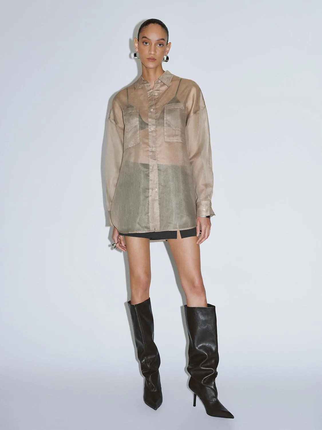 Sheer Short Sleeve Shirts sold by Urban Revivo product image thumbnail 5