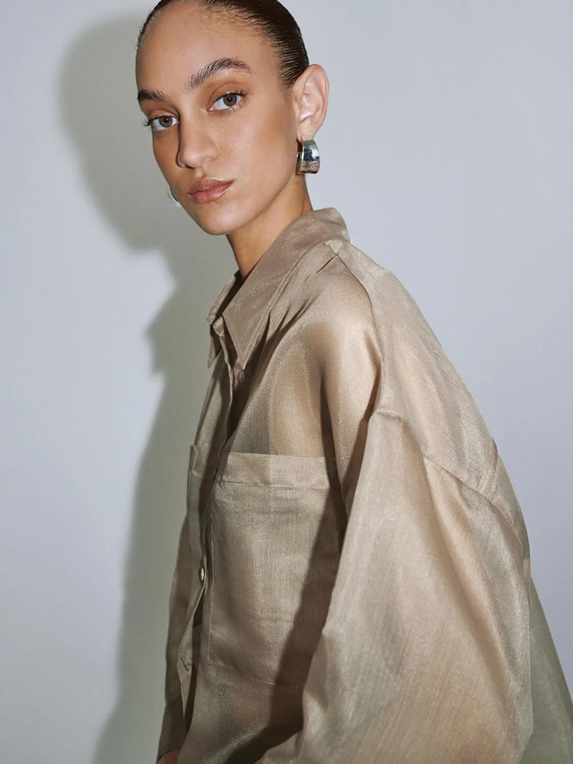 Sheer Short Sleeve Shirts sold by Urban Revivo product image thumbnail 4