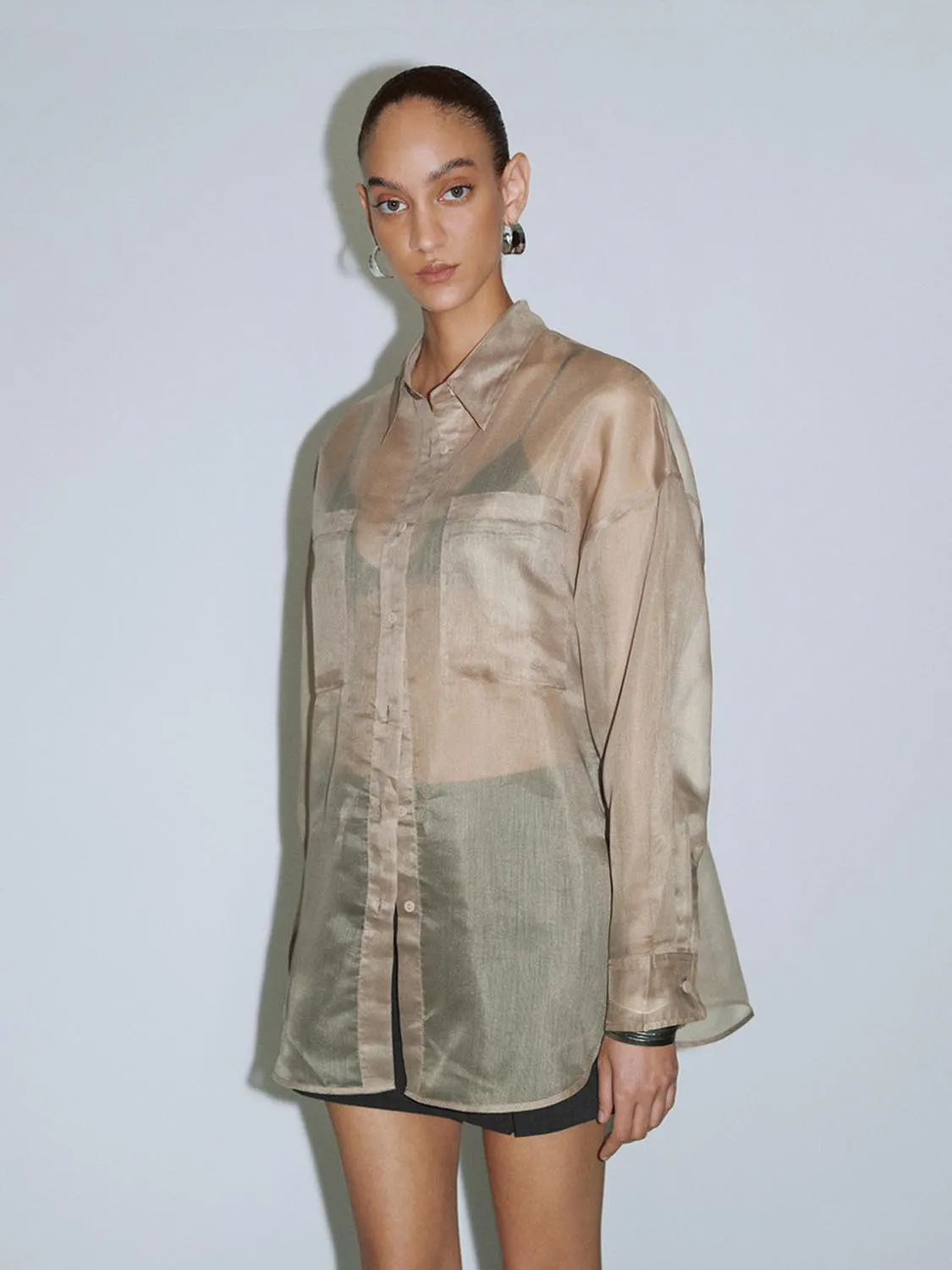 Sheer Short Sleeve Shirts sold by Urban Revivo product image thumbnail 2