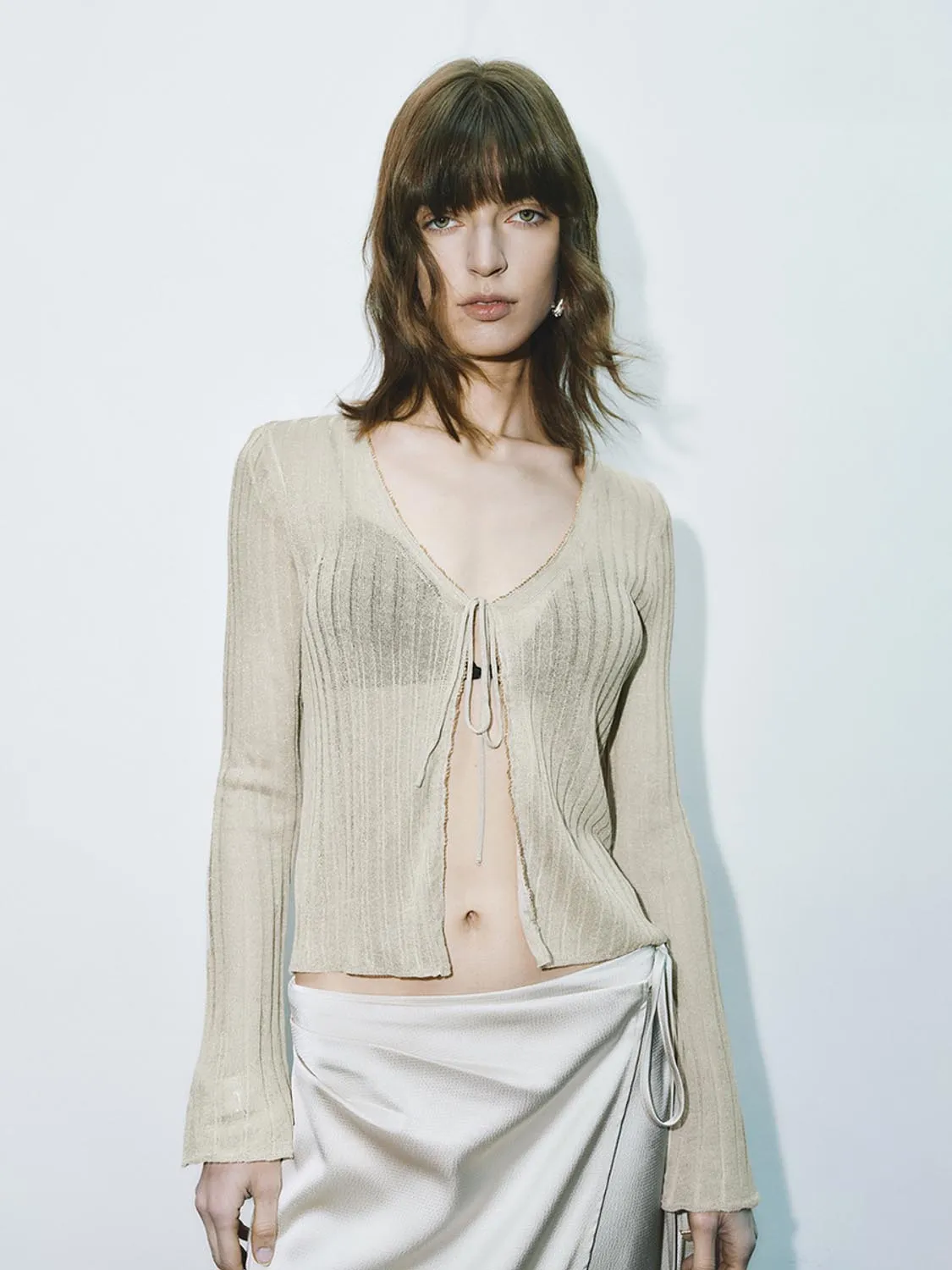 Tie Up Front Knitted Cardigans sold by Urban Revivo