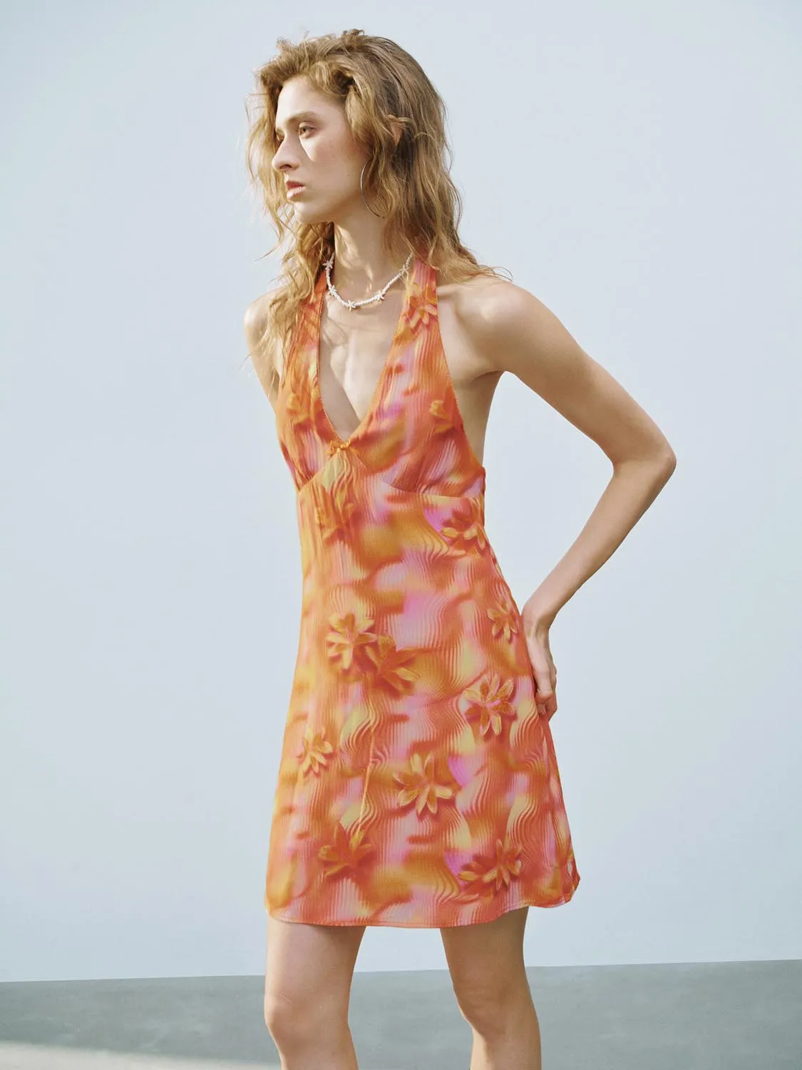 Halter Neck Floral A-Line Dresses sold by Urban Revivo product image thumbnail 2