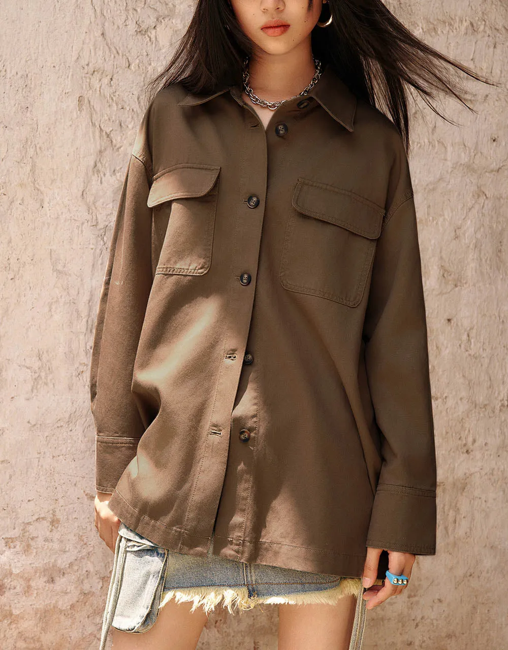 Button Up Straight Shirt sold by Urban Revivo product image thumbnail 2