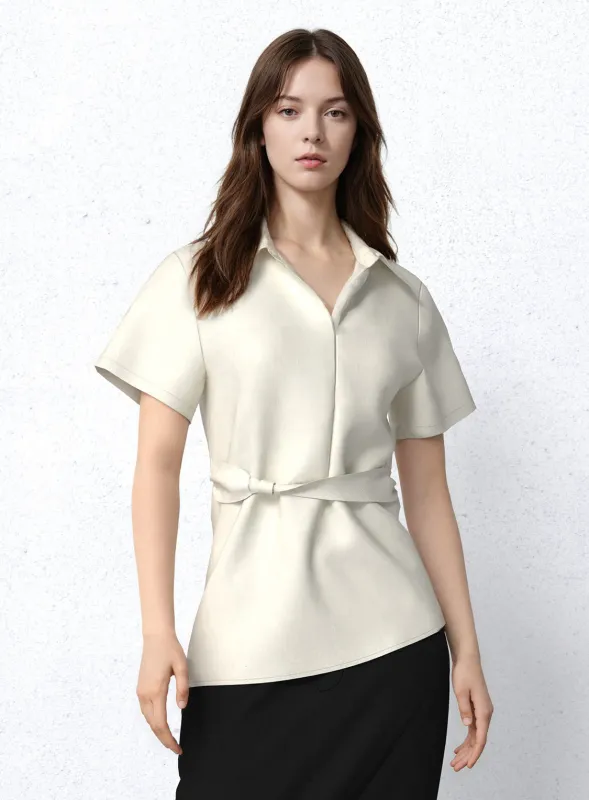 Belted Lapel Short Sleeve Shirts sold by Urban Revivo