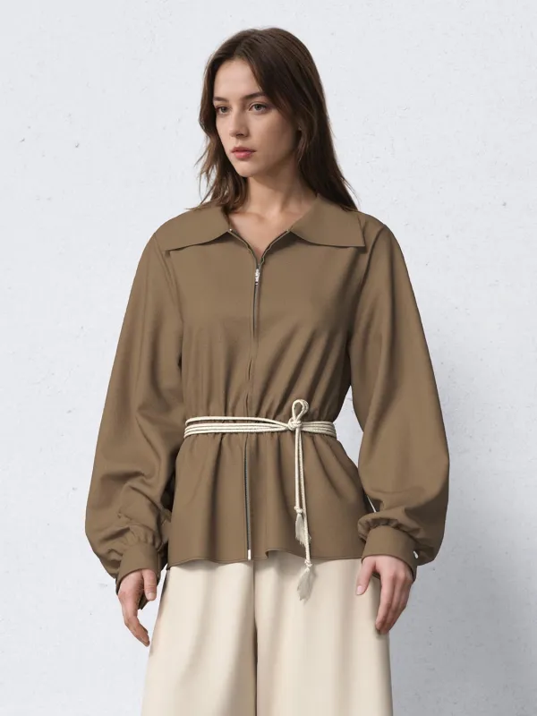 Rope Belted Zip Up Front Jackets sold by Urban Revivo