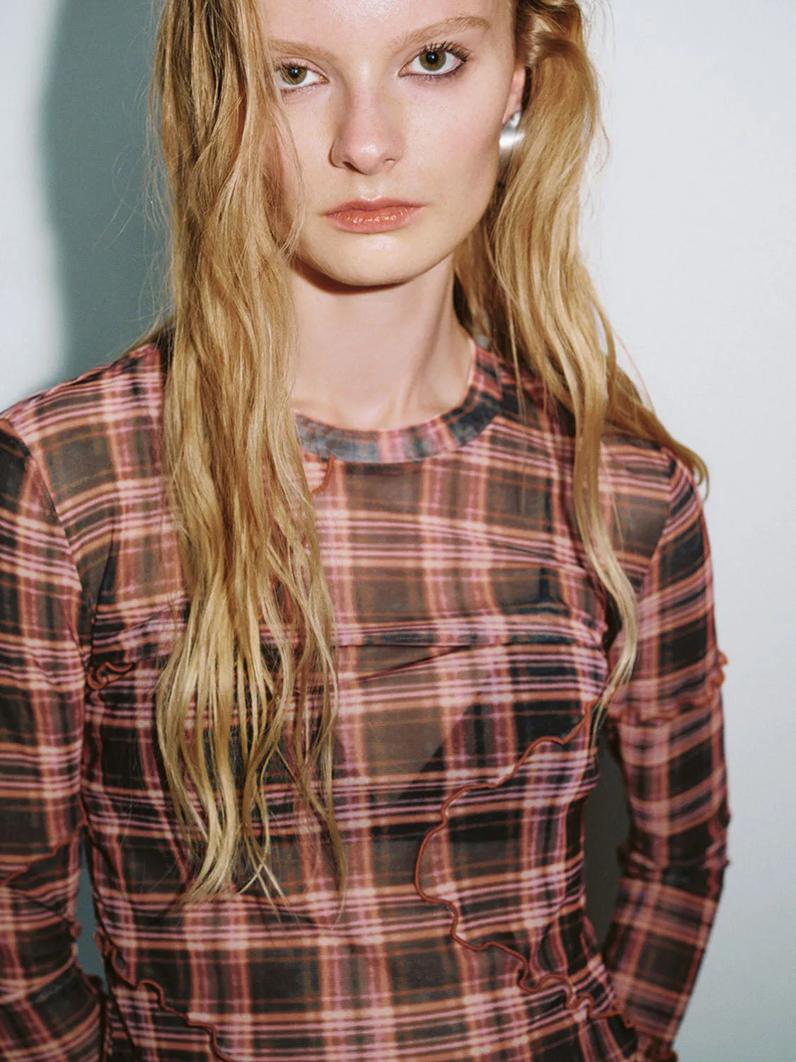 Plaid Long Sleeve Skinny T-Shirts sold by Urban Revivo product image thumbnail 3