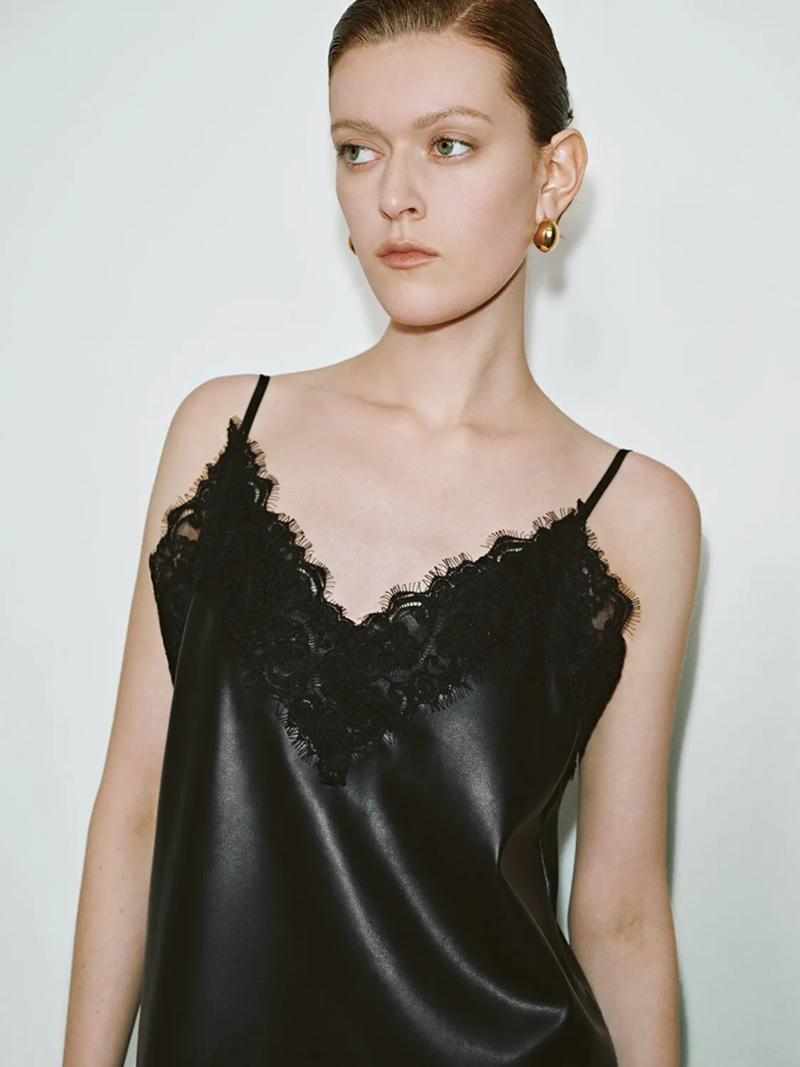 Vegan Leather Lace Cami Tops sold by Urban Revivo product image thumbnail 5