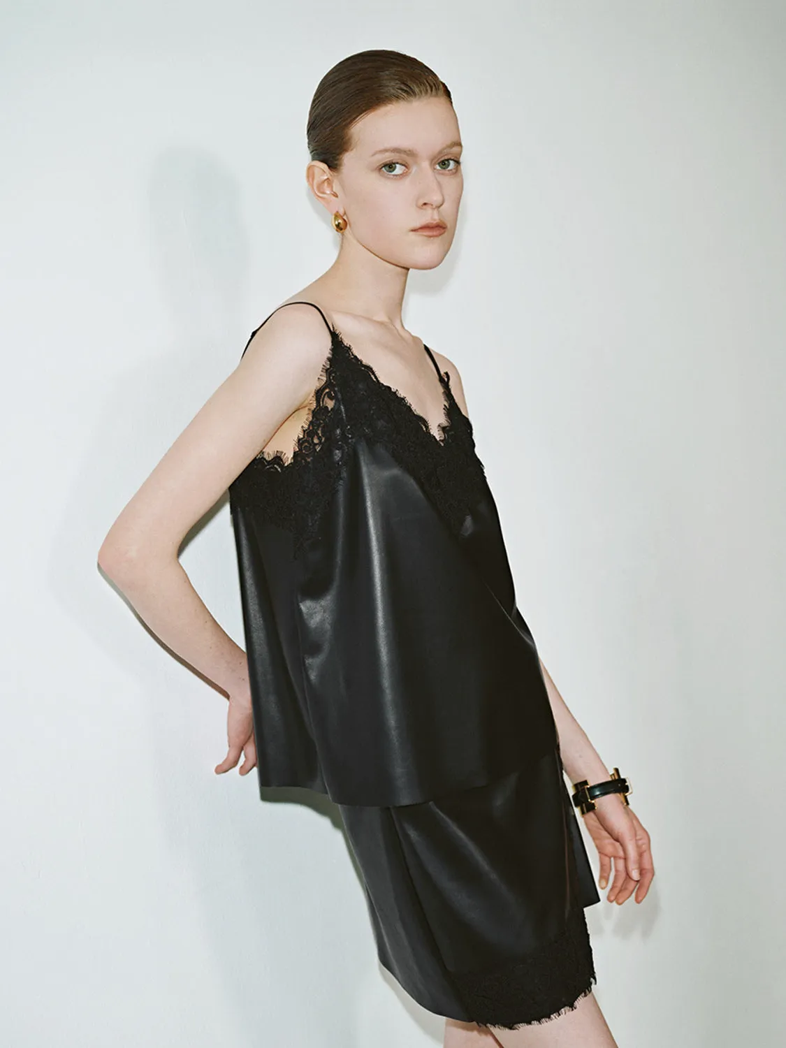 Vegan Leather Lace Cami Tops sold by Urban Revivo product image thumbnail 3